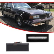 GTINTHEBOX Smoked Lens Front or Rear Bumper White LED Side Marker Light Fender Lamp for 1981-1988 Ol