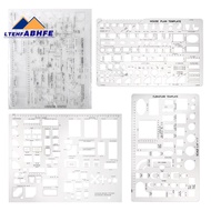 Drafting Tools and Ruler Shapes for Architecture - Set of 3 for House Plan Furniture Kitchen, Buildi