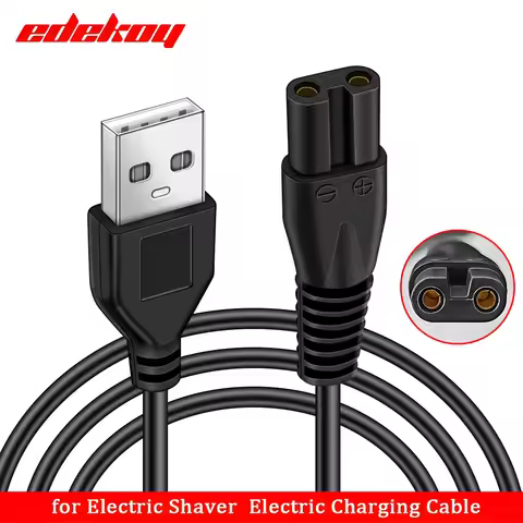 USB 2-Prong Shaver Charging Cable Suitable for FS373, FS372, FS339, FS871, and Other Models with Dua