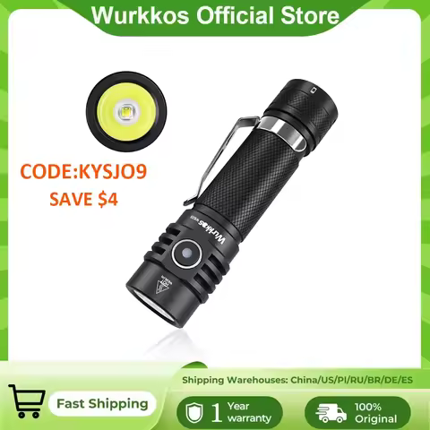 Wurkkos WK03 LED Flashlight 18650 Torch 1800LM ATR Luminus SST40 Rechargeable USB C Light IP68 Water