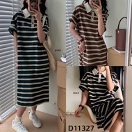 D11327 Bunny Emo POLO Stripe Knit Dress