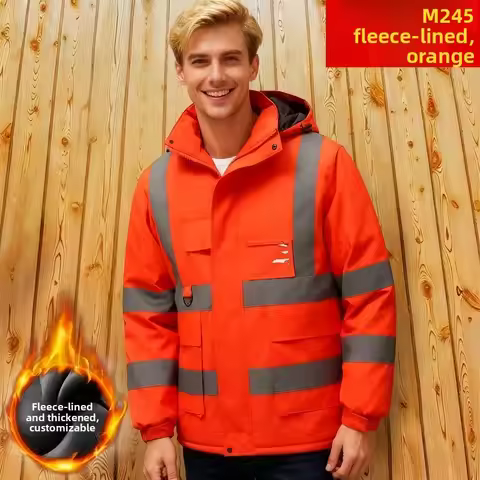 Winter Work Jacket Men, Waterproof Windproof Reflective Thermal Coat, Fleece Lined Abrasion Resistan
