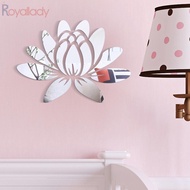 #ROYALLADY#DIY Acrylic Mirror Wall Sticker Set with Beautiful Lotus Flower Design