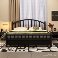 Simple Full Storage Bed Single Black 1.2m Household 1.8m Bedroom Double Bed Modern ins Solid Wood Be