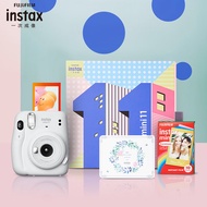 富士instax立拍立得 一次成像相机 mini11精美礼盒 冰晶白（含10张相纸）