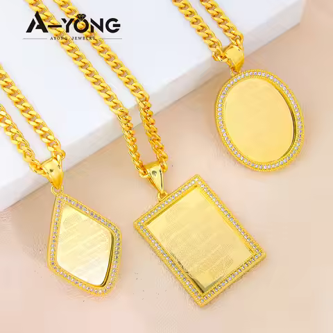Saudi Muslim Gold Plated Pendant 21k Gold Plated Arab Islamic Fashion Religious Pendants Dubai Luxur