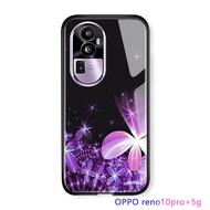 Cellphone Case Casing For OPPO Reno10 Pro+ 5G Reno 10 Plus 5G Phone Case Fashion Women Girls Lilac Flower Printed Hard Casing Case Shockproof Tempered Glass Back Cover