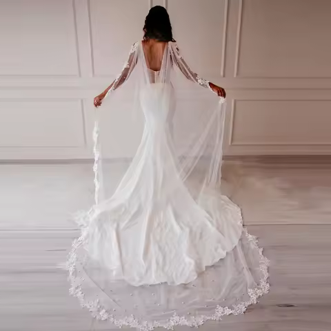 Bride lace shawl gauze artificial pearl embellishment lace bride accessories shawl cape Women access