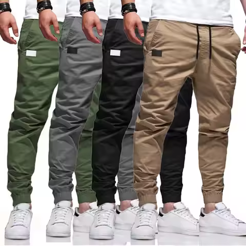 New Men's Casual Sports Pants Sweatpants Male Jogger Cargo Harem Pencil Pants Trousers Multi-pocket 
