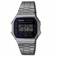 Men's/Women's Sporty Fashion Digital Watch A168WA-1, Retro Stainless Steel Strap Square Dial Watch, 