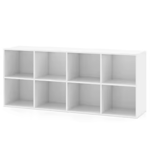 8-Cube Bookcase Bookshelf with 2 Anti-Tipping Kits Storage Organizer Rustic Brown