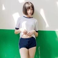 塔莉亞之歌🎀春夏Cos深藍紺素色白T恤分體死庫水日本學生大碼JK制服泳衣運動短褲溫泉角色扮演情趣修身顯瘦可愛小清新外拍