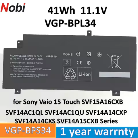 Nobi BPS34 BPL34 VGP-BPS34 VGP-BPL34 battery for Vaio 14 SVF14A 15 SVF15A 1S2ES SVF1421AYCB SVF14A18