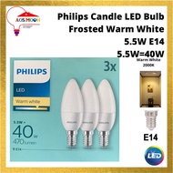 Philips Candle LED Bulb Frosted Warm White 5.5W E14 5.5W=40W
