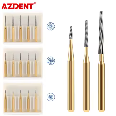 5pcs AZDENT Dental Tungsten Carbide Bur Dental Trimming Finishing Grinding Drills FG7714 Dentistry B