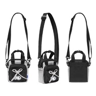 Túi đeo chéo nữ phối hai màu vải dù DKMV thiết kế thắt nơ đáng yêu màu đen xám kem xanh Aimee Ribbon