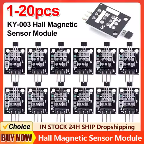 1-20PCS KY-003 A3144 Standard Hall Magnetic Sensor Module Work with Arduino Board Hall Effect Magnet