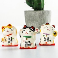 日本進口藥師窯金運來福千客萬來招財貓迷你陶瓷擺件小號擺件飾品