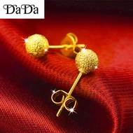 Spot limited 916 Gold legit Earrings Female Solid Pea Round Bead Earrings Frosted Round Bead Earrings Female