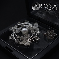 AROSA JEWELS Classic Series 2-in-1 set brooch pin kerongsang D7-01 (4.0cm x 4.0cm)