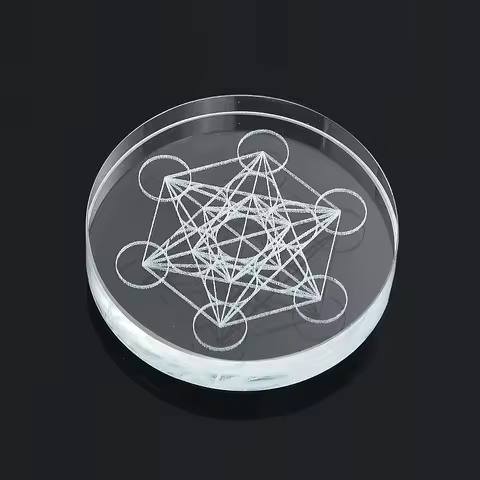 Metatron Cube Crystal Display Stand Base Archangel Angel Seal Sacred Amulet Glass Pedestal Holder Co