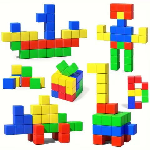Magnetic cube tile children's toys, magnetic modeling building toys for toddlers, preschool learning