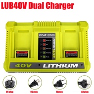 Compatible for RYOBI 40V Li-ion Battery US/EU/UK/AU Plug Portable Dual-Port Replacement Charging Sta