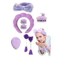 Bộ chăm'sóc làm'sạch da mặt 9 món, làm đẹp làm'sạch'sâu, bao gồm băng đô nhung mềm, băng đô hình đám