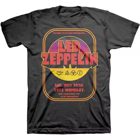 1971 Wembley Led Zeppelin Band T-Shirt Cotton Graphic Tee Men Women Summer Streetwear