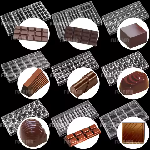 3D Polycarbonate Chocolate Mold For Baking Candy Bar Mould Sweets Bonbon Chocolate Cake Decoration C