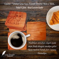 Coaster Mahogany Coaster/ Dimensions 10cm x 10cm, Thickness 1.2cm - Customizable Engraving