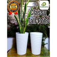 Classy Tall Pots for your Beautiful Plants!! White and Black | Durable!! Plant Pot Flower Pot Large 