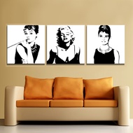 HD Canvas Art Movie Star Painting For Living Room Wall Decor 3 Pieces Timeless Black White Marilyn M