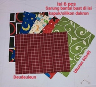sarung bantal kapuk 1paket isi 6 buat di isi kapuk / silikon dakron