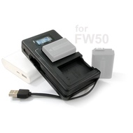 EB XM-FW50 Dual Slot Li-Ion Battery Desktop LCD Charger for Sony NP-FW50