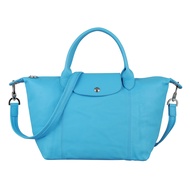 【LONGCHAMP】 Pliage Cuir小羊皮系列手提/肩背包(小/天空藍)#新春精品