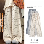 Floral Pants Women Straight Cut Palazo Slack High Waist Baggy Loose Wide Leg Casual Streetwear Ladie