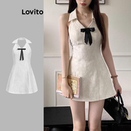 Casual Dress Plain Colorblock Bow Dress for Women LNE70503