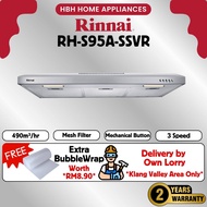 (FREE SHIPPING) Rinnai 60cm / 90cm 490m3/hrs 3 Speed Slim Cooker Hood RH-S95A-SSVR RH-S65A-SSVR S95A