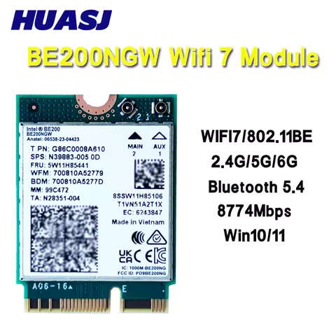 BE200 WiFi 7 Card BE200NGW For Bluetooth 5.4 Tri Band 2.4G/5G/6GHz M.2 Wireless Network Adapter For 