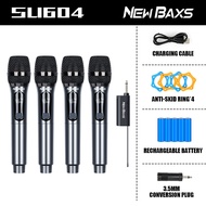 NewBaxs SU604 ไมโครโฟนไร้สาย 2 ไมโครโฟนแบบใช้มือถือ 50M ระยะทางรับ UHF FM Cyclic ชาร์จไม่มีการรบกวน