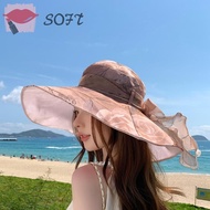 SOFTNESS Sun Hat, Protect Neck Anti-uv Breathable Beach Hat, Fashion Large Brim Four Seasons UV Protection Sunscreen Hat Holiday Beach