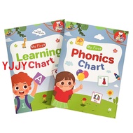 YJJY My First Learning Chart and Phonics Chart Set English Word Learning Poster Flashcard Worksheet 