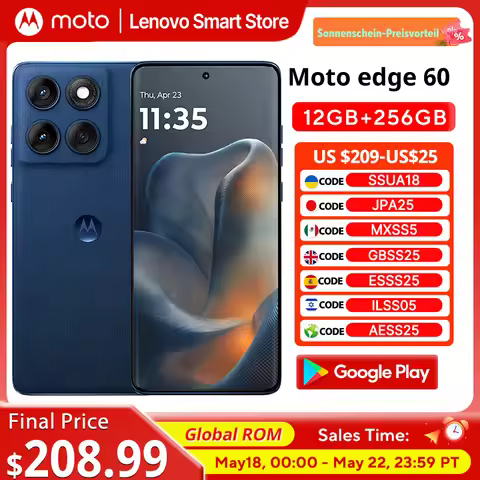 Motorola MOTO edge 60 Smartphone 5G Original Global ROM 6.7‘’ 1.5K 120Hz pOLED Display MediaTek Dime