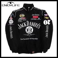 F1 Black Embroidered Racing Jacket Men Retro Motorcycle Riding Jacket Couple Sports Casual Coat
