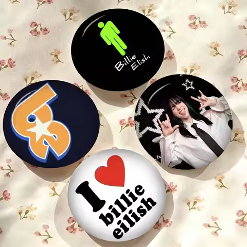 Singer Billie Eilish Cartoon Coin Badge Funny Cartoon Pins Backpack Clothing Brooch Accessories Jewe