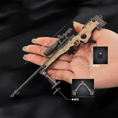 18cm Delta Force AWM Sniper Rifle Model with Metal Detachable Stand, Alloy Pendant, Desktop Ornament