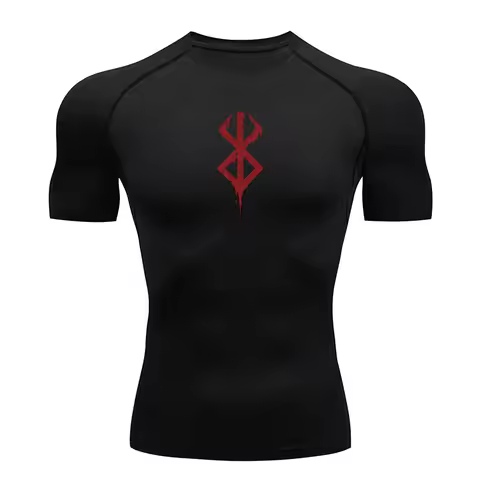 2026 Anime Men's Compression Shirt Fitness Sport Running Tight Gym Tshirts Athletic Training Fast Dr
