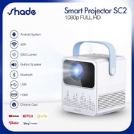 SHADE Android Proyektor TV T2mini 6000 Lumen 4K HD Bluetooth Smart Projector Android 9 2G+16G Mirror