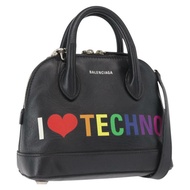 BALENCIAGA I LOVE TECHNO Villetop Handle XXS Bag 黑色 550646 Auth 163114V